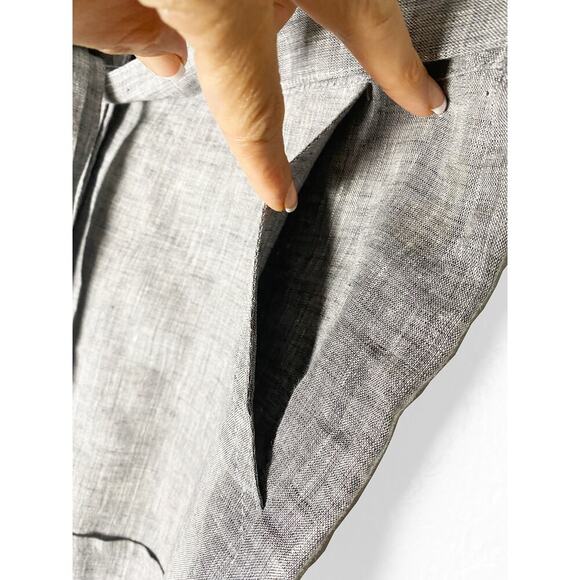 Sartoria Saracena Women's Linen Shorts Tie Waist Cuffed Pockets Grey Neutral XS - Picture 3 of 8